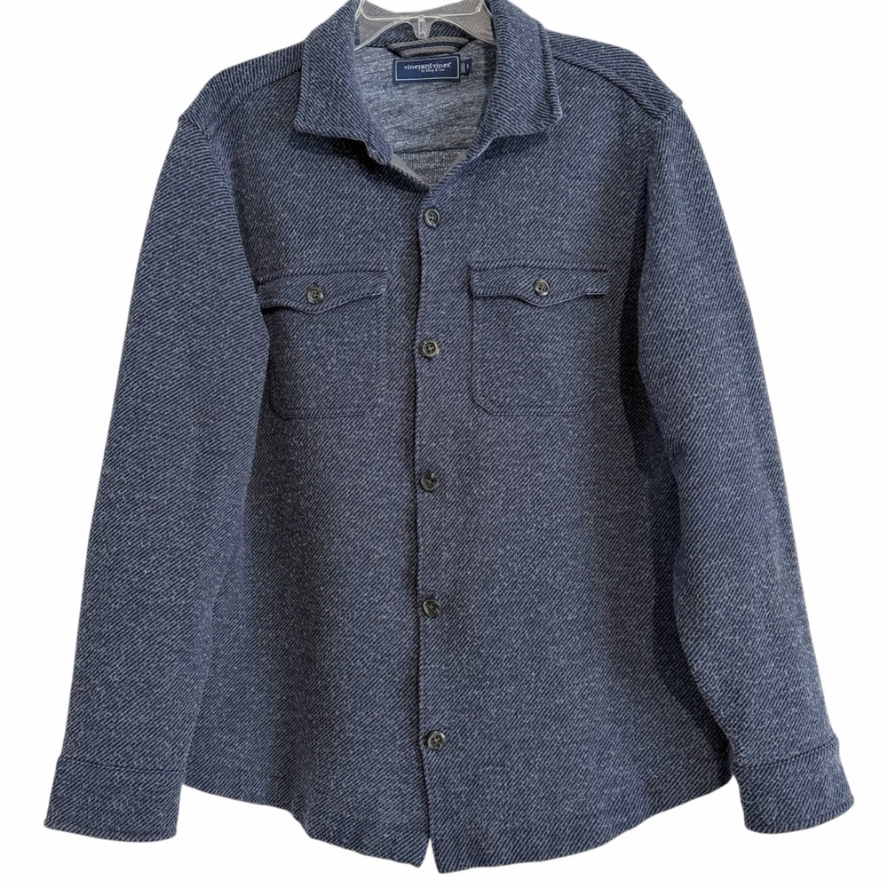 Vineyard Vines by Shep & Ian Knit Shirt Shacket Sz Large Navy Blue